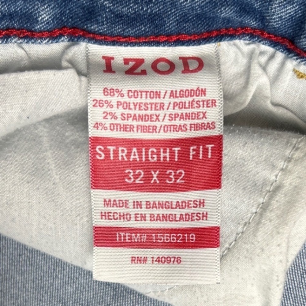 IZOD Mens Saltwater Jeans Blue Size 32x32 Straight Fit Medium Wash Denim Stretch - Picture 7 of 11